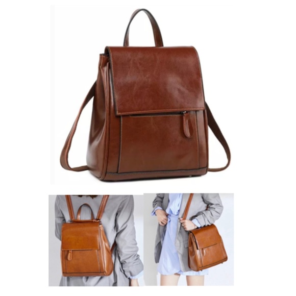 Purse Candy Boutique Handbags - J E N I Leather Backpack, COFFEE BROWN